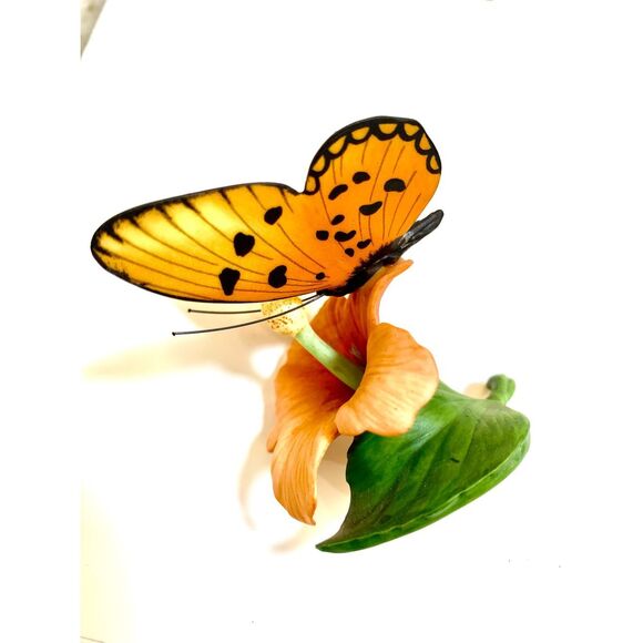 Franklin Mint Orange Gulf Fritillary Butterfly #vintage #hibiscus #butterfly - Picture 1 of 4